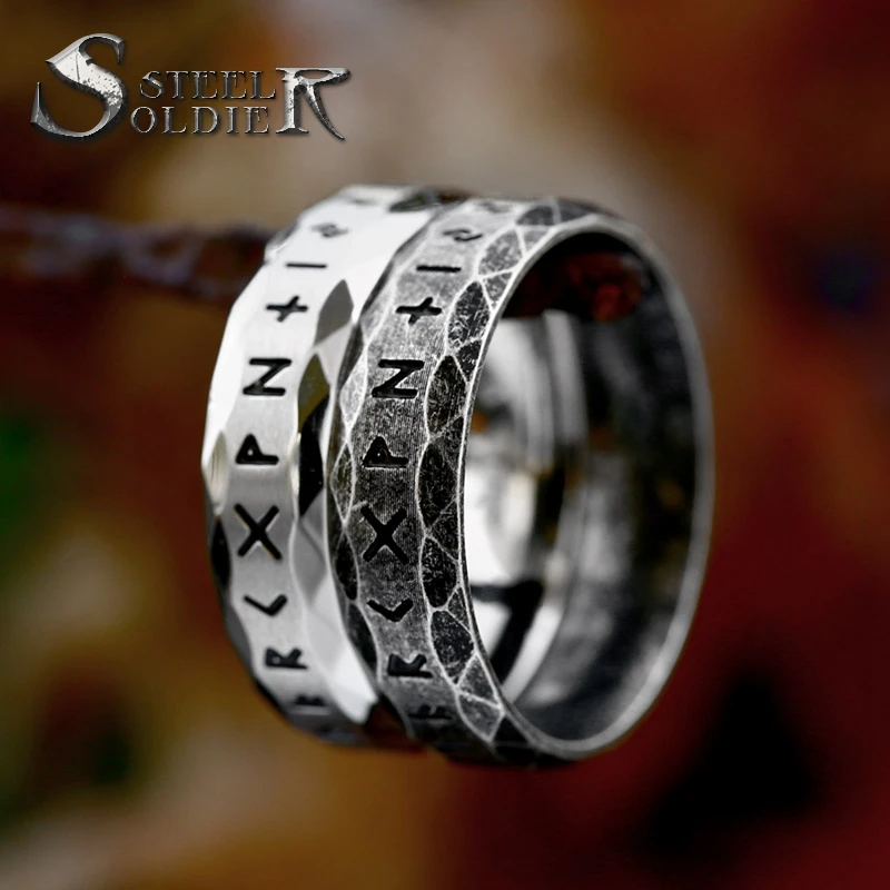 

SS8-R225 New Style 316L Stainless Steel Viking Runes Amulet Ring For Men Retro Jewelry Fashion High Quality Wholesale