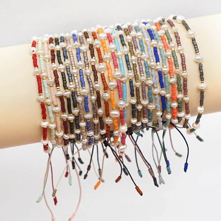 

BB2003 Hot Sale colorful Brass Grass Fresh Water Pearl Bracelets Miyuki Seed Pearl beads Bracelet For Jewelry