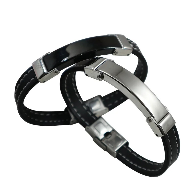 

Stainless Steel Jewelry Top Selling DIY LOGO Engraved Bracelet For Lovers High Quality Cheap Price Leather Cuff Bracelet