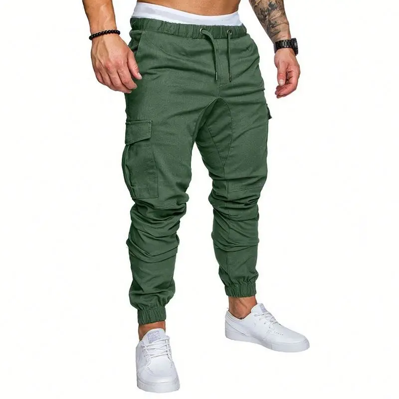 

High Quality Long Men's Pants Trousers Slim Fit Stacked Mens Jogger Track Cargo, Picture shows