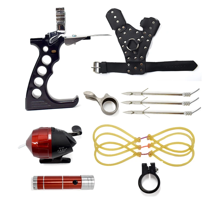 

professional resin slingshot set with flashlight for outdoor hunting and shooting fish slingshot set