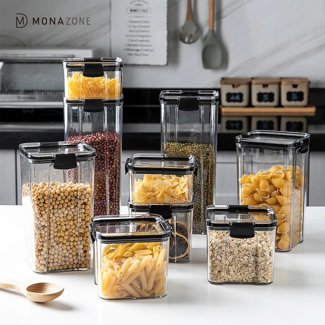 

MONAZONE Plastic Kitchen Storage Box Food Storage Organizer