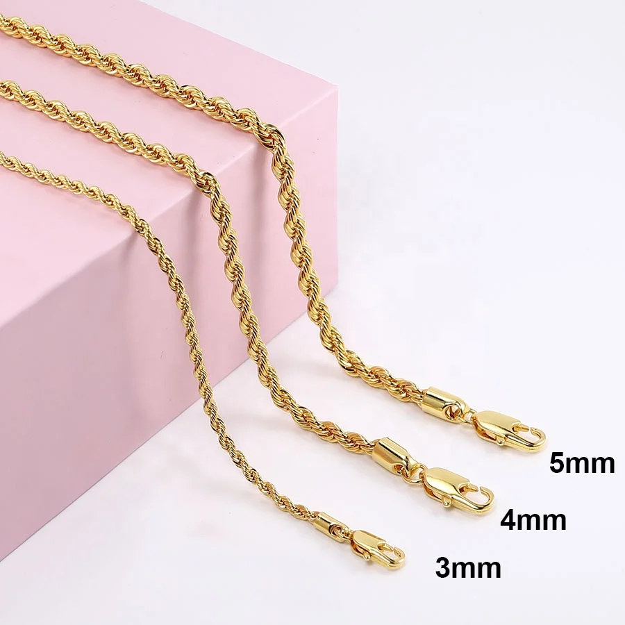 

3 4 5mm Men Women Stainless Steel 18K PVD Gold Plated Bracelet Thick Lanyard Twisted Hip Hop Jewelry Rope Chain Necklace