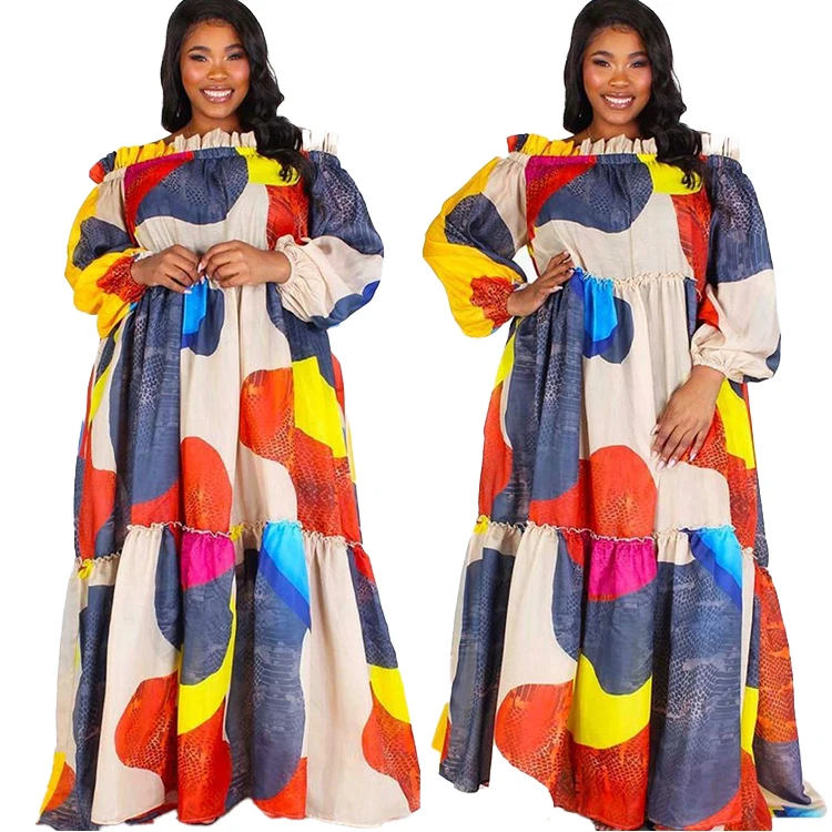 

Plus Size Casual Dress Women Long Sleeves Ball Gown Dress Colorful Dress Women'S Skirts, Picture color