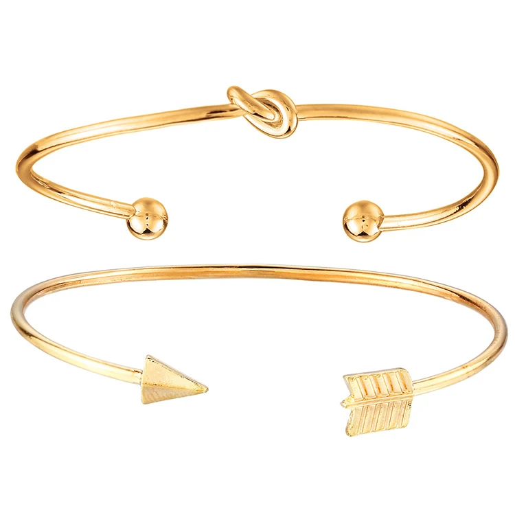 

Charare new design women gold arrow knot open bangle set accessories