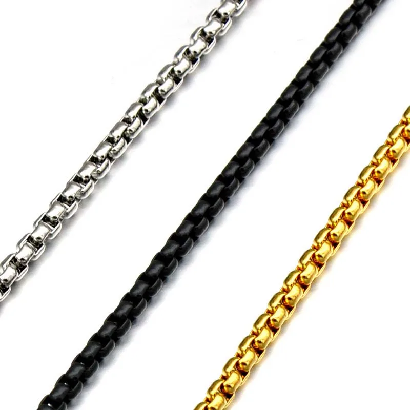 

2021 New Arrivals Simple 316L Stainless Steel 24inches Gold Silver Black Chain Necklace Men Stainless Steel Chain Necklace