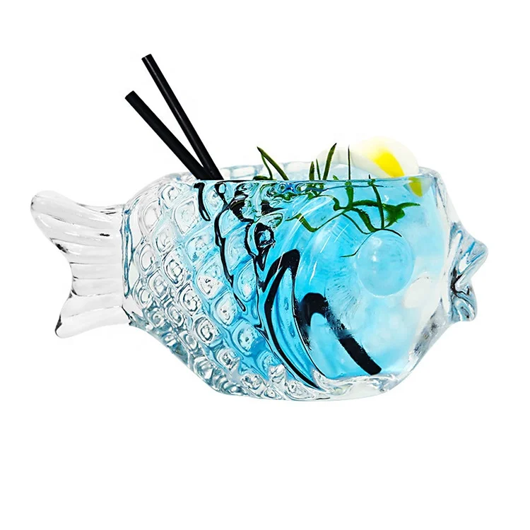 

Bar Thickened Glass Creative Machine Made Ware Cold Drink Cup Personalized Custom Fish Shape 190 Ml Cocktail Glasses