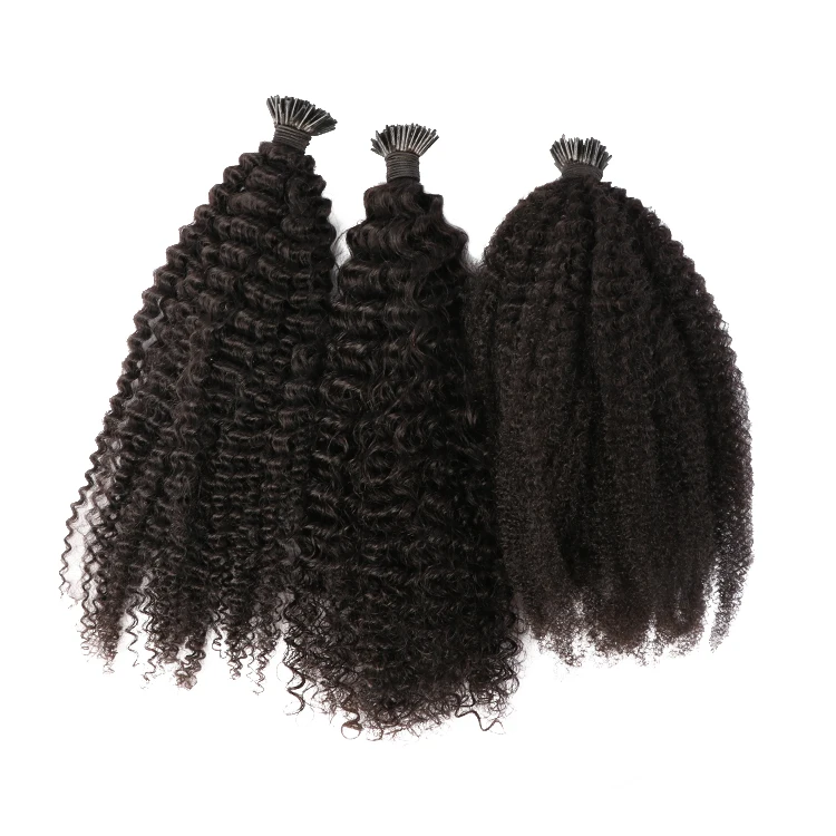 K Tip Hair Kinky Curly Extensions Human Hair Burmese Raw Curly Flat Tip