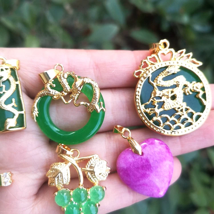 Jialin Jewelry Wholesale Charms Natural Crystal Gemstone Malaysian Jade