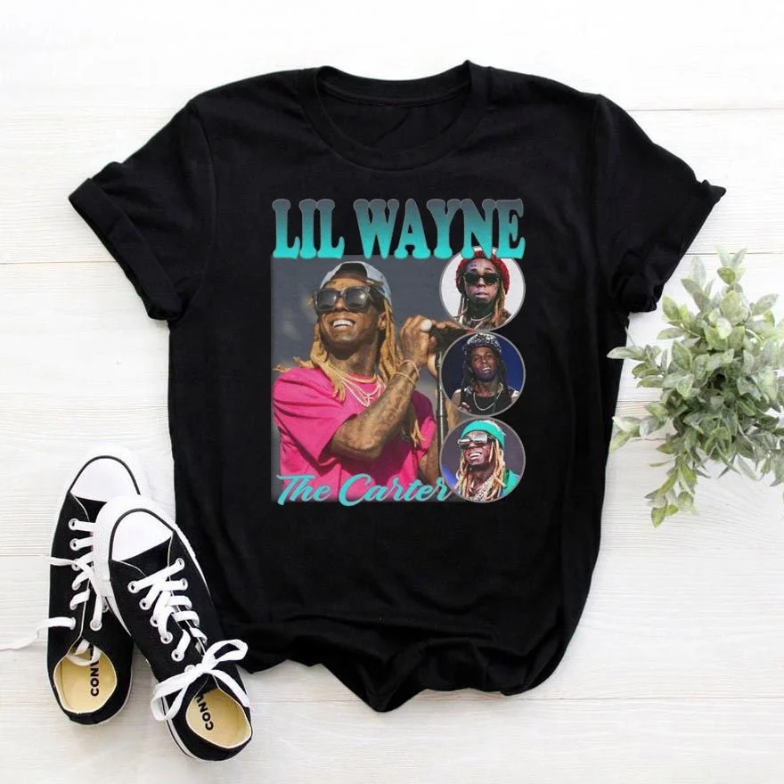 

High Quality Lil Wayne Rapper Big Printing Tshirt Plus Size Crew Neck 100% Cotton Custom Brand Men's T-shirt