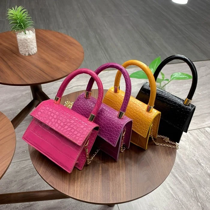 

New Arrived Mini Bag Kids Purse PU Leather Top-handle Handbags Women Cute Sling Small Square Hand Bags with Crocodile Pattern