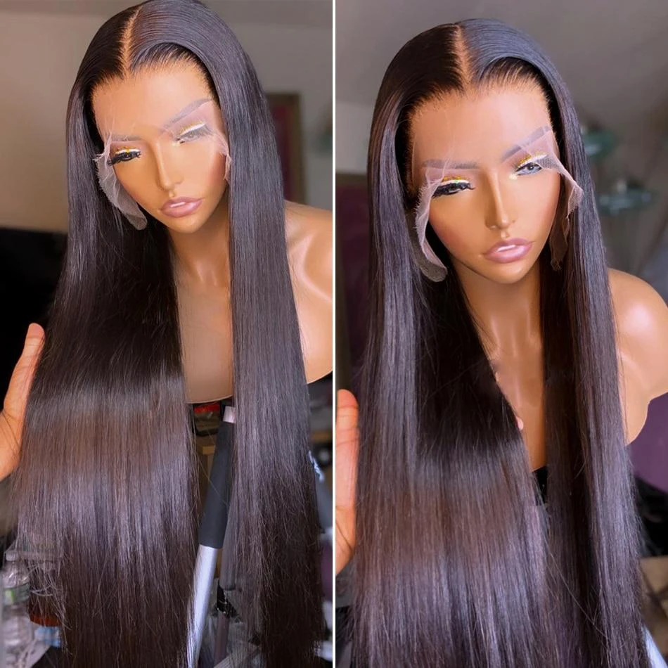 

150% 200% Lace Frontal Human Hair Wigs For Black Women,Wholesale Price Brazilian Virgin Hair Transparent Lace Front Wig, Natural color1b