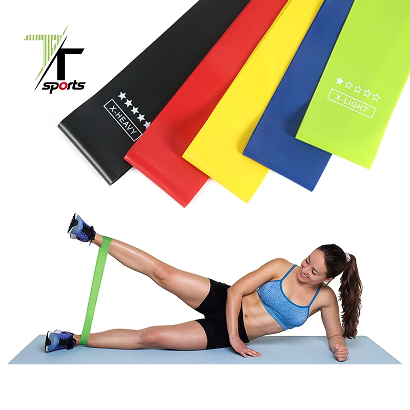 

TTSPORTS Latex Resistance Band Set Resistance Loop Set of 5 Exercise Bands with Instruction Guide and Carry Bag, Customized color