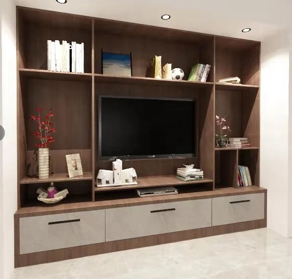 
Freestyle modern design stone grain plywood board TV stand for living room 