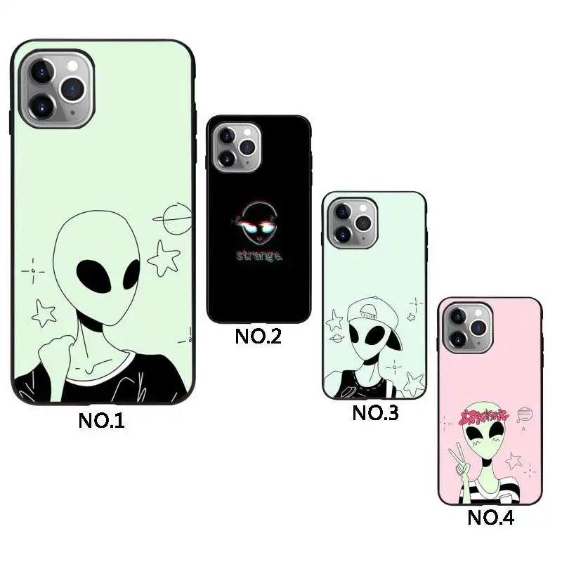 

Alien space trip aesthetic Desert silicon phone case machine for iphone 12, Black