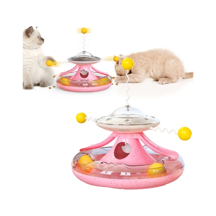 

Wholesale Price Pet Toys Rotating Orbital Ball Happy Turntable Leaking Food Funny Cat Stick Pet Toy Cat Toy