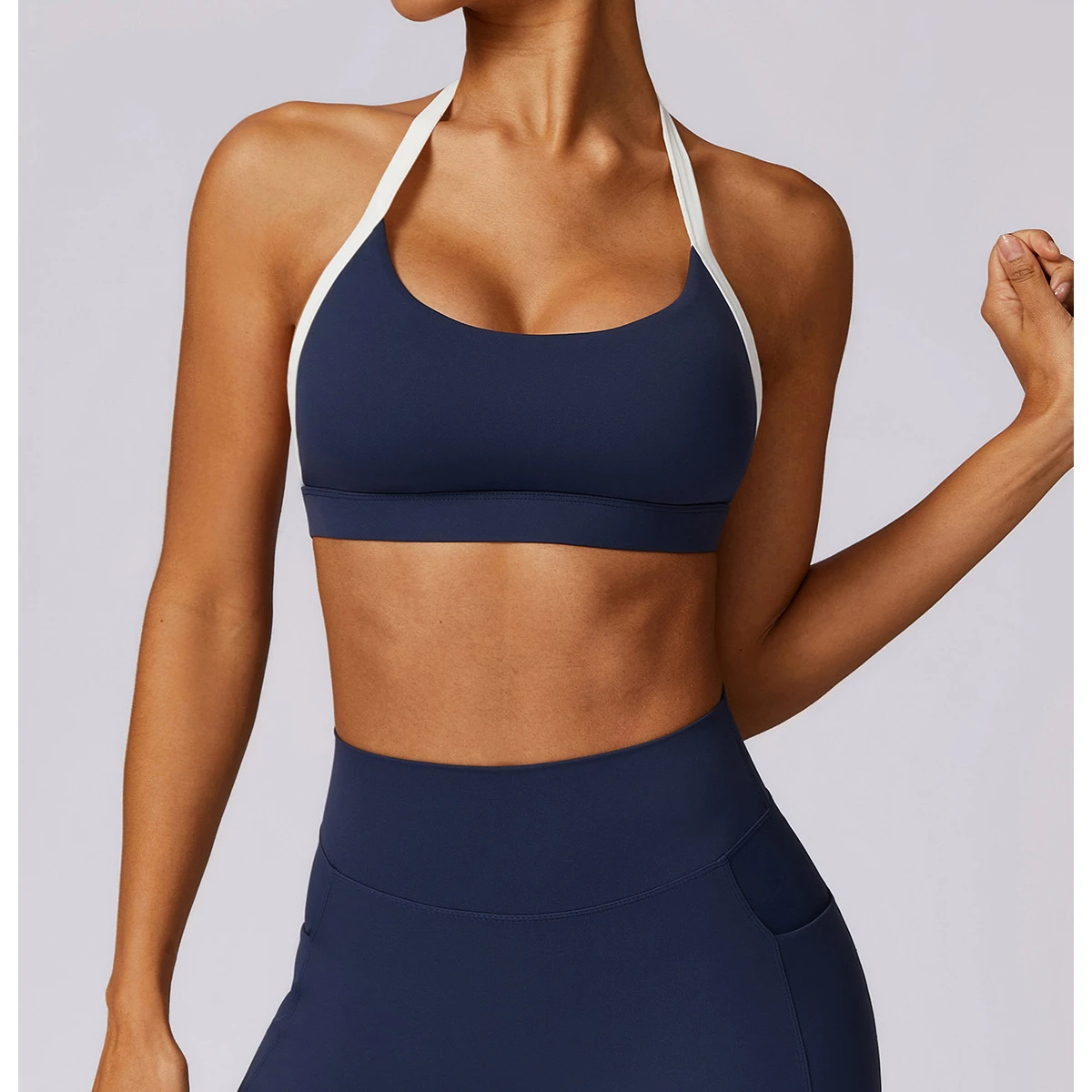 Custom Printing logo Sports Bra With Pad Backless Neck Hanging Bra for Women Sports Women's Yoga Crop Padded Bra
