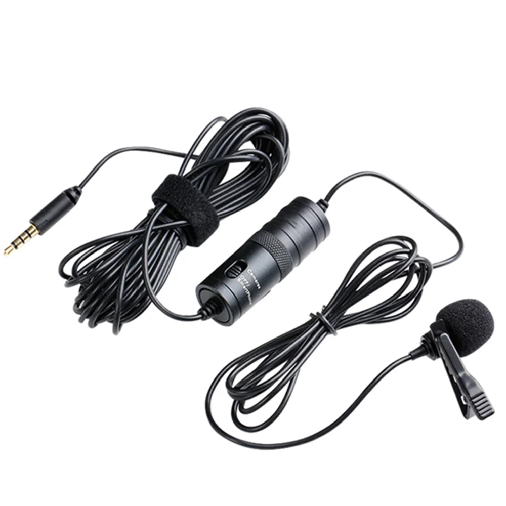 

M1 3.5mm Lavalier Condenser Microphone Mic With Windscreen Windshield For Smartphones Camera, Black