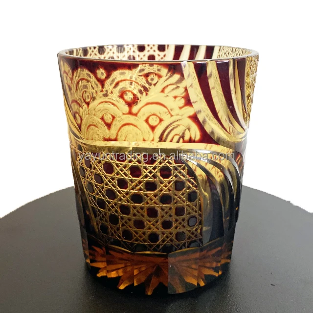 

Wholesale Hand-cut High Quality Handmade Amber Drinking Glass Cups