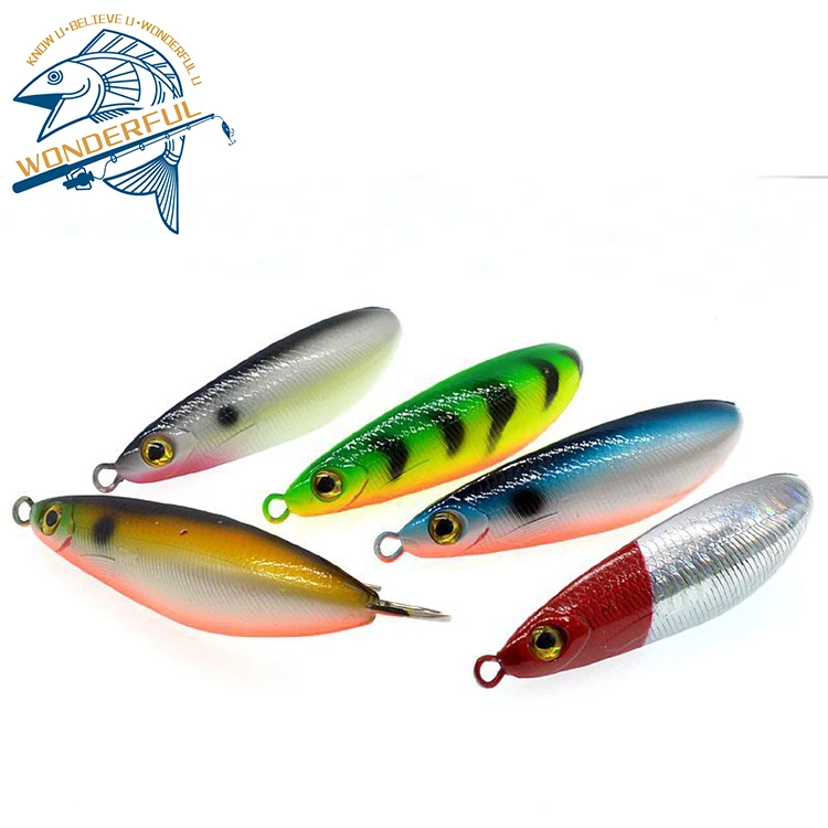 

In Stock 19.5g 85mm Hard Plastic Artificial Wobbler Bent Lead Sequins Bait Fishing Spoon With Single Hook