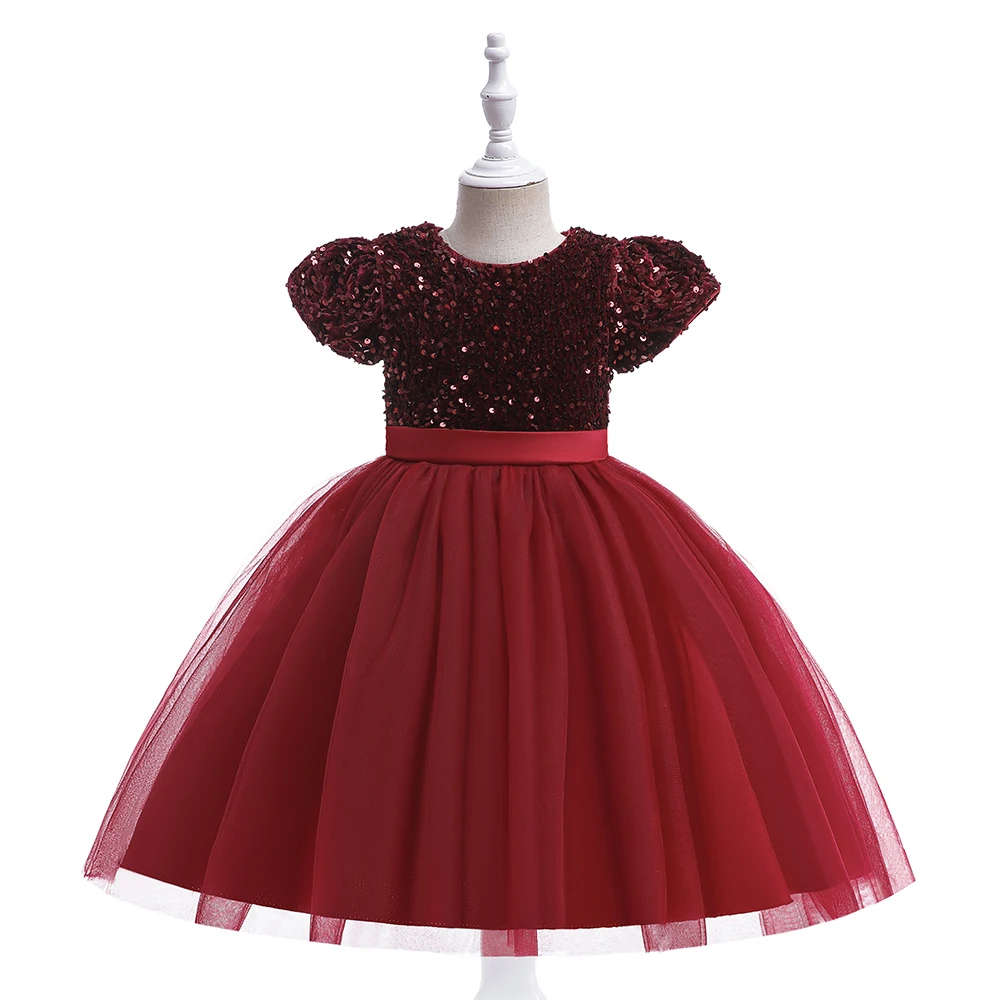 

MQATZ New arrival puff short sleeve girls dress baby girl butterfly sequins party evening dress L5316