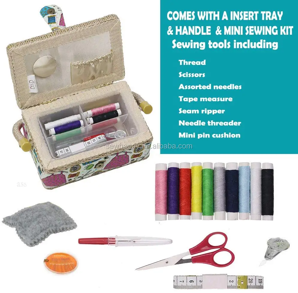 D&d Small Sewing Basket With Sewing Kit Accessories For Girls/kids ...