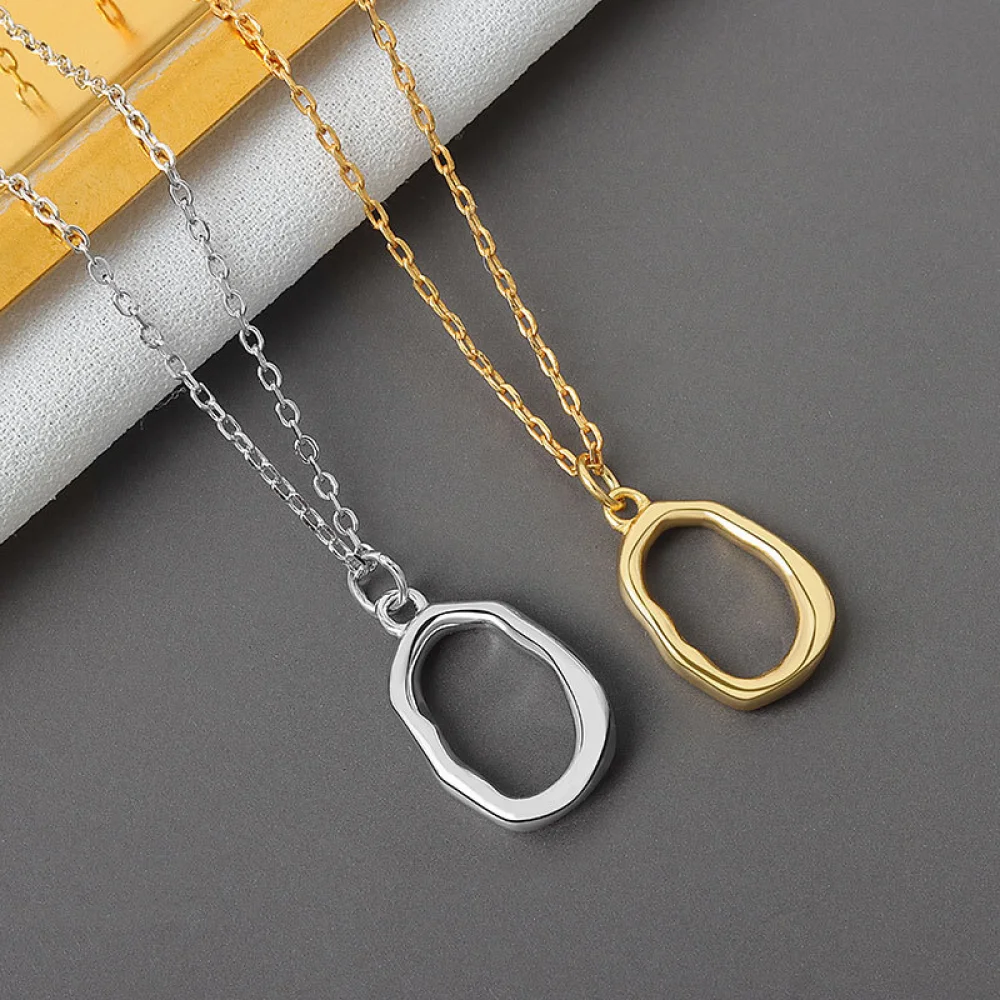 

Fashion jewelry hollow geometric oval gold plated accessories women necklaces pendant, Gold/steel