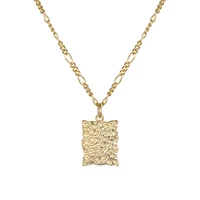 

2020 new arrivals sponge Bas-Relief square pendant 925 silver gold plated jewelry necklaces