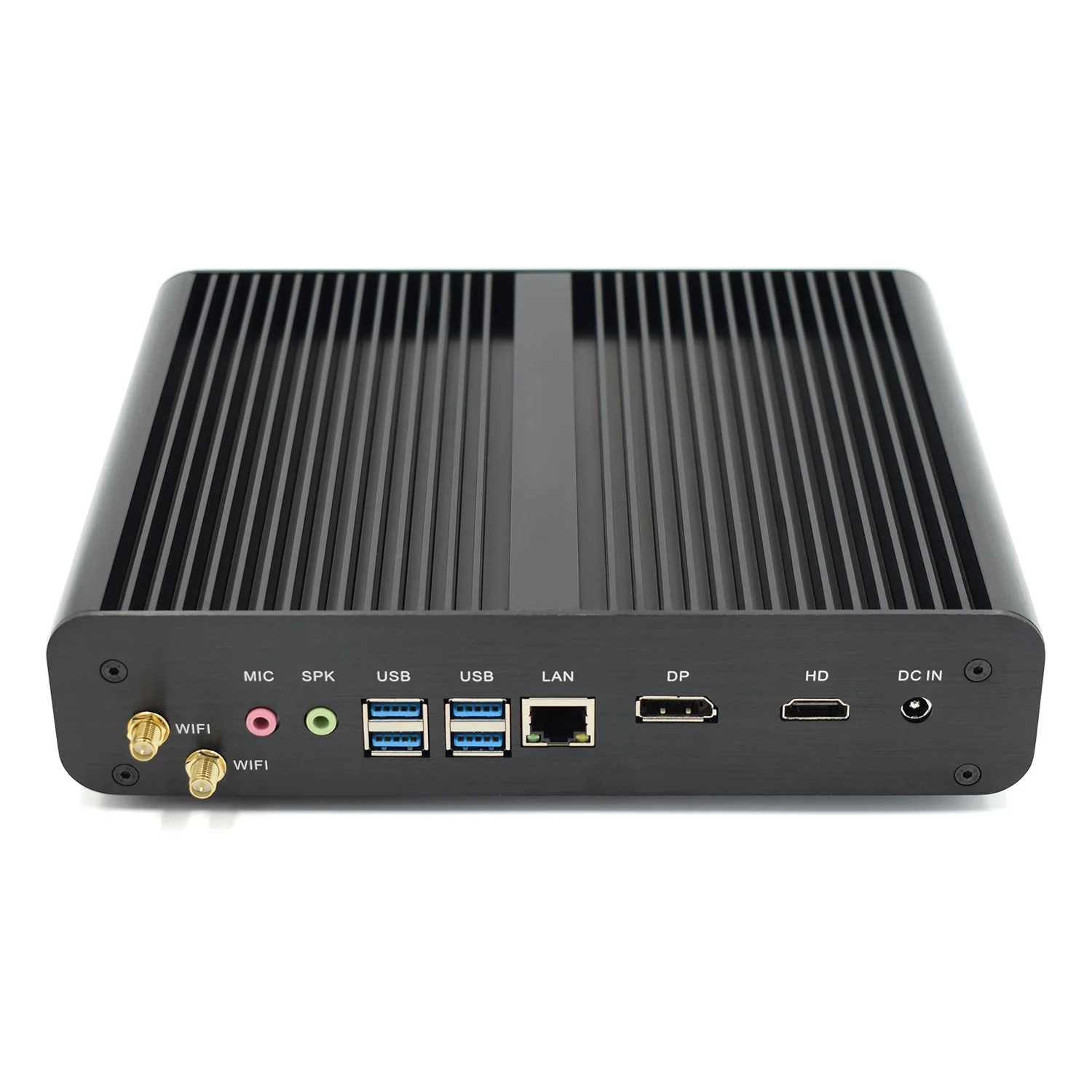 

10TH Gen New Fanless Mini PC i7 10710U Desktop PC Win10 2*DDR4 M.2 NVMe+Msata+2.5''SATA 4K HTPC Nettop HD DP, Black