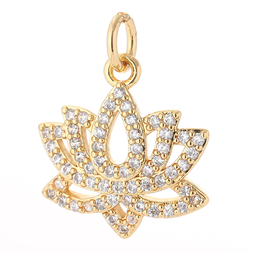 

fashion pendant jewelry charms Gold Plated Charms Jewelry Making Lotus Flower Necklace Hemp Leaf Pendant Necklace For Jewelry, Gold/silver