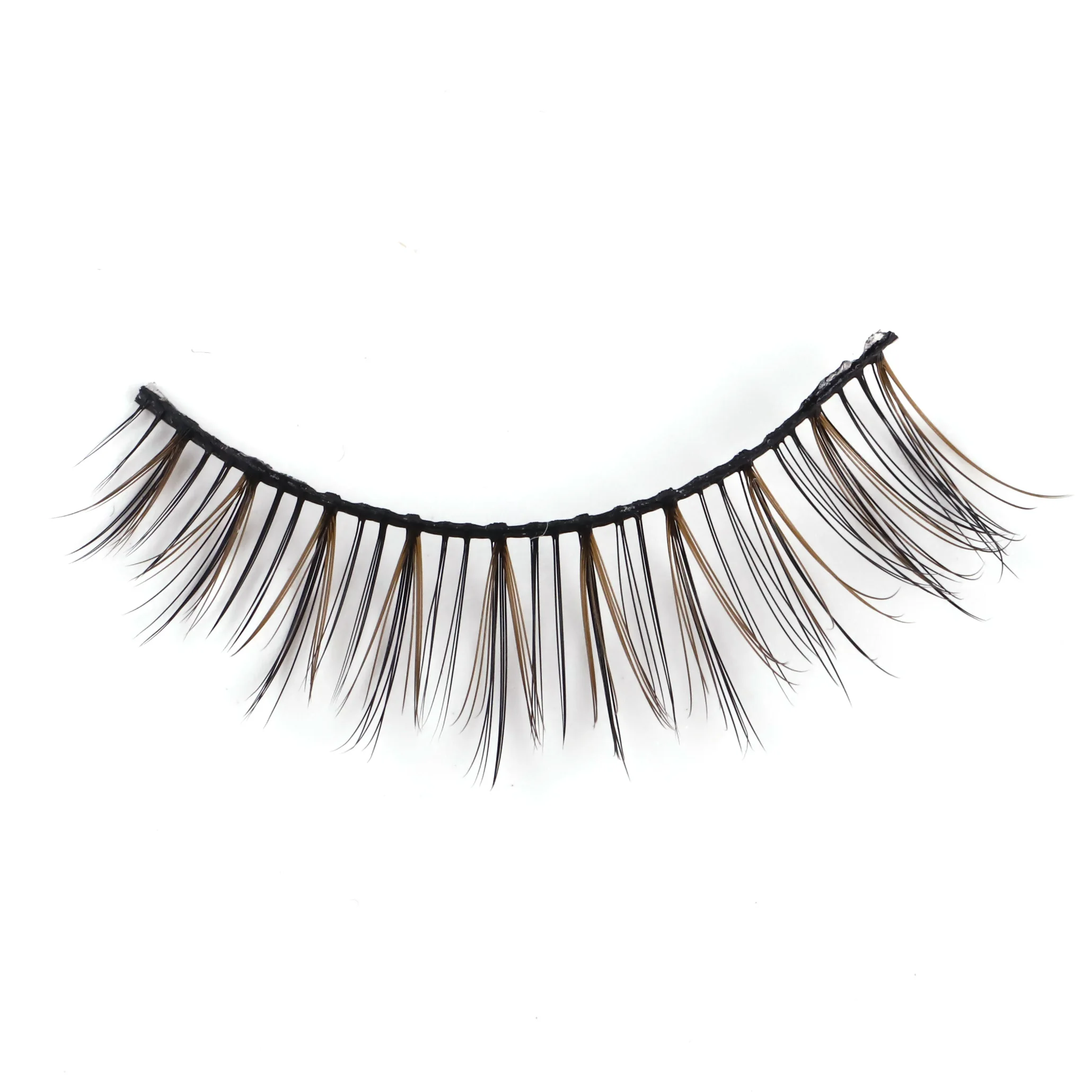 

New trendy natural wispy full strip brown 3d mink eyelash with custom box packaging, Brown/brown+black