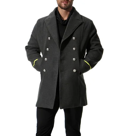 

2020 New European And American Fashion Trend Woolen Coat Jacket Mid-Length Men's Trench Coat, Picture