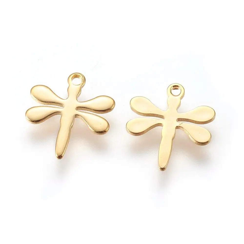 

PandaHall 304 Stainless Steel Jewelry Charms Dragonfly Golden 11.5x10.5x1mm Hole 1mm