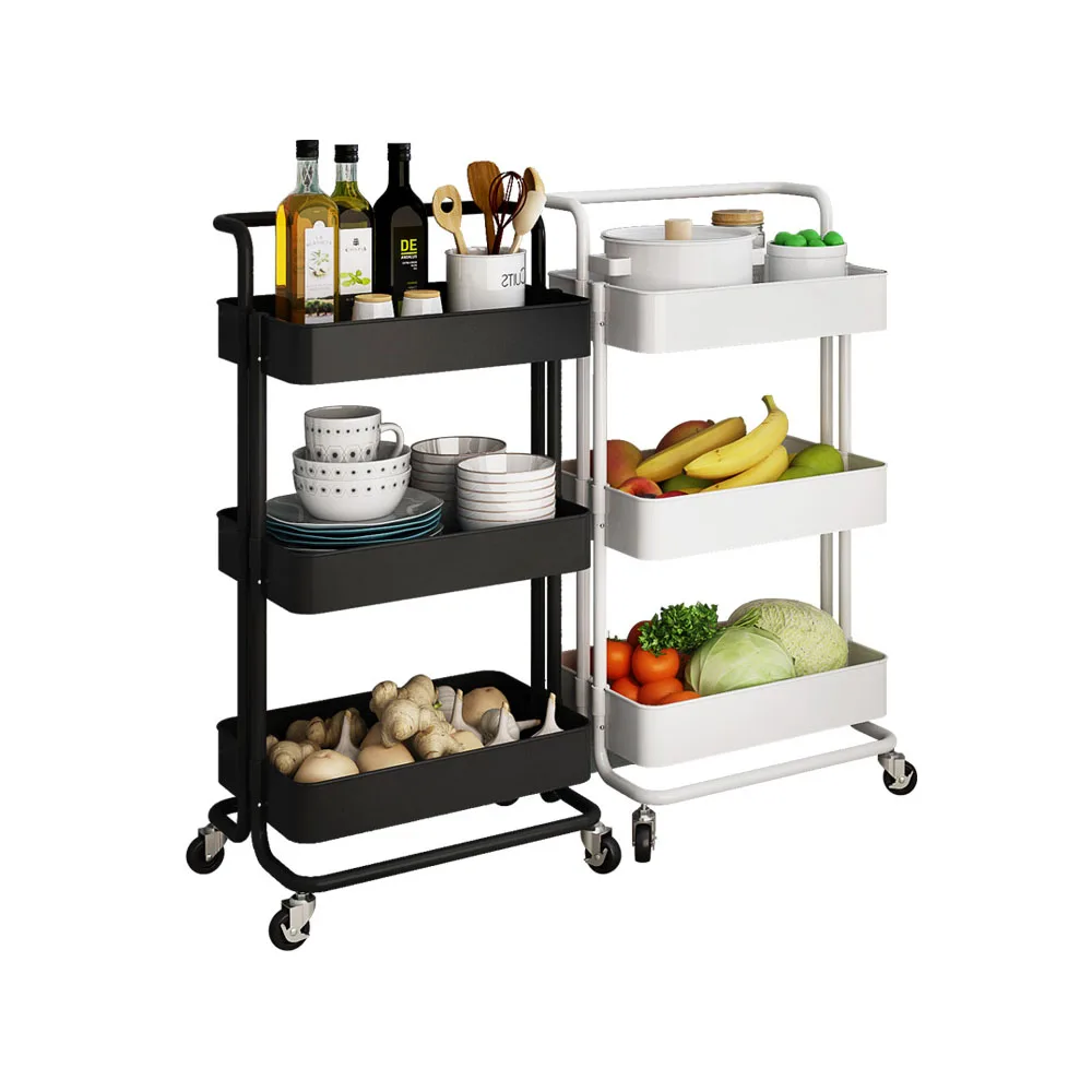 

New developed practical multifunction 3 layers metal storage rack kitchen trolley