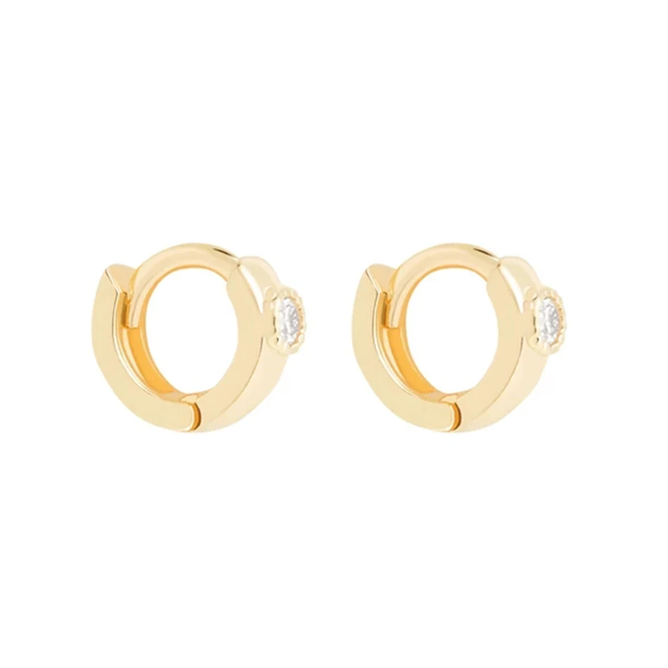 

fashion jewelry 18k gold plated hoop earrings classical 925 sterling silver gold jewelry simple style diamond earrings for women