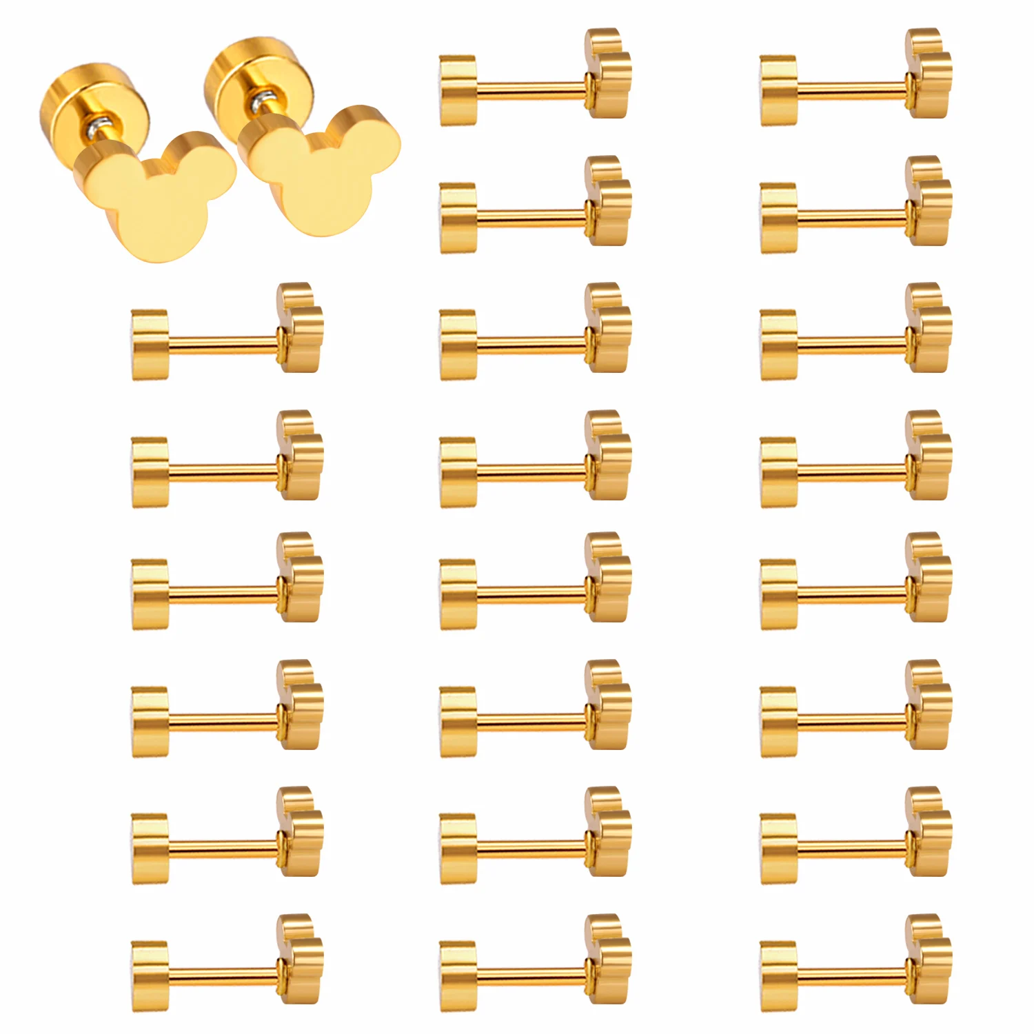 

Luxury Stainless Steel Kids Earrings 18k Gold Baby Screw Earrings Jewelry