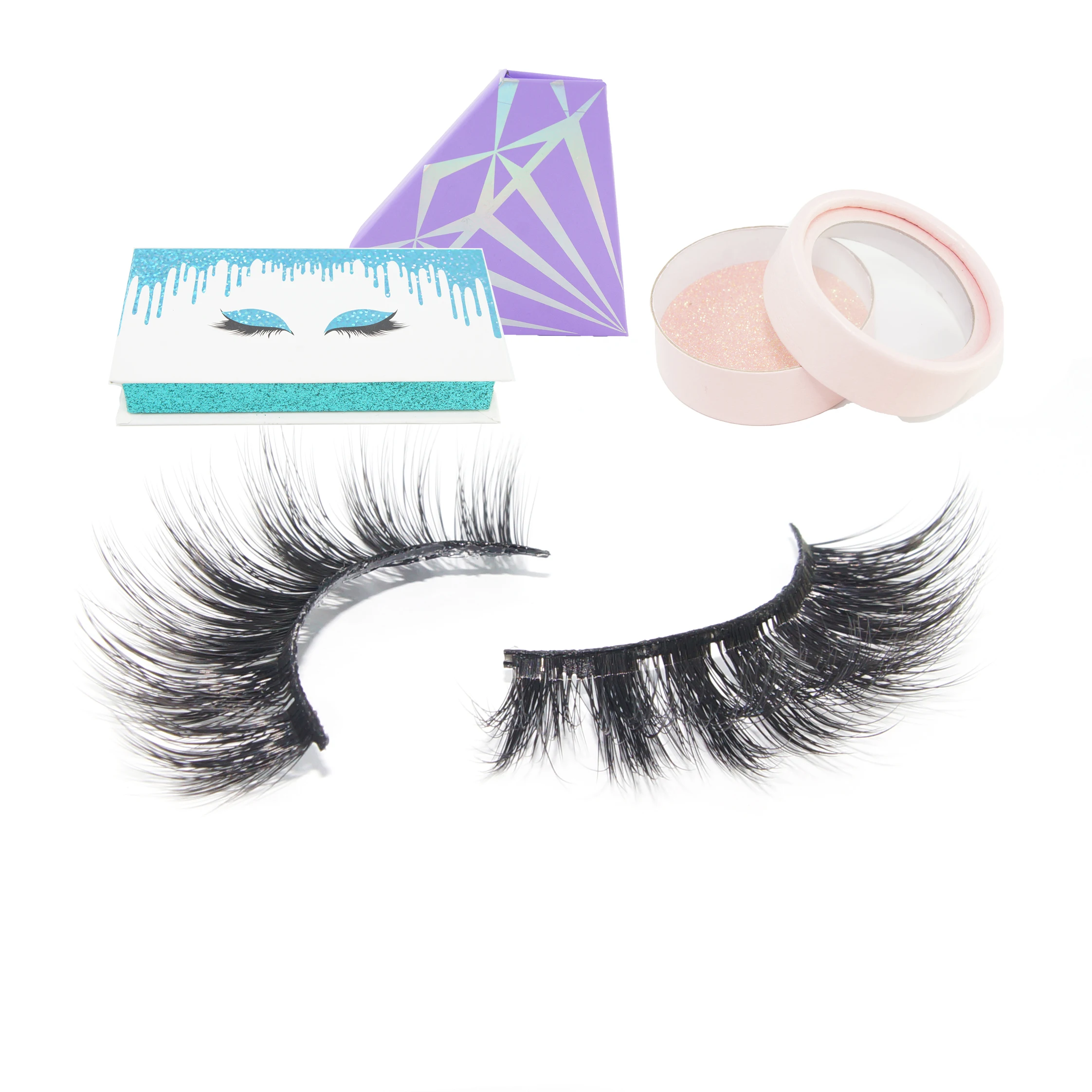 

Wholesale Handmade Luxurious Volume 3D Faux Mink Real Mink Fur Eyelashes, Black