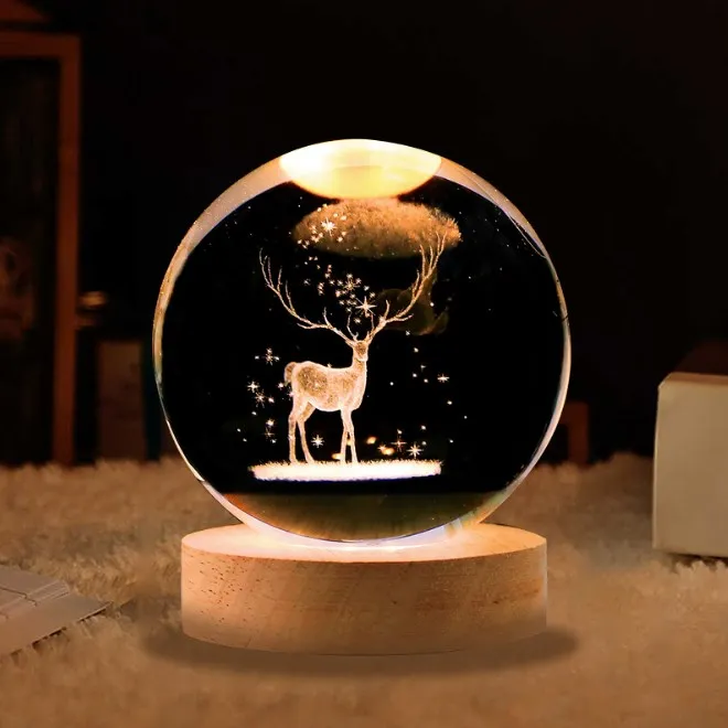 

Top Quality Custom Milky Way Galaxy 3D Laser Engraved Glass Crystal Ball For Elk Souvenir Gifts