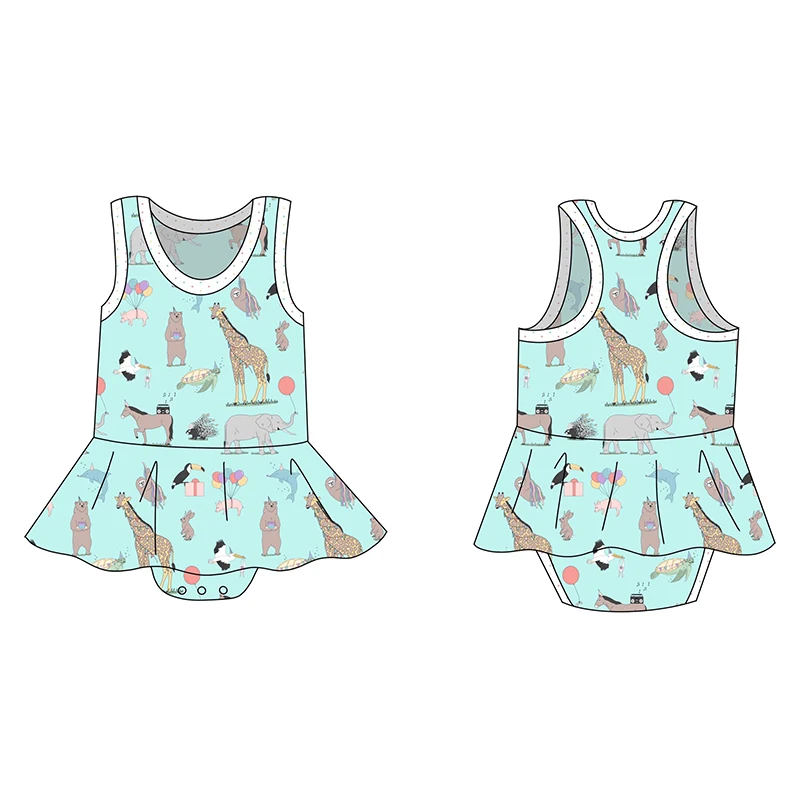 Bamboo baby twirl skirt bodysuit newborn rompers bodysuit wholesale baby ruffle bodysuit dress eco friendly onesie baby clot
