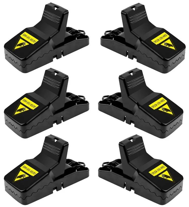 

6 Pack Reusable Mouse Trap Catcher Rodent Control Effective Plastic Mouse Traps, Black+yellow