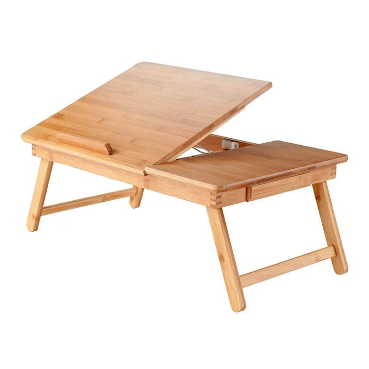 
Factory Wholesale Bamboo Foldable Laptop Computer Desk Space Saving 