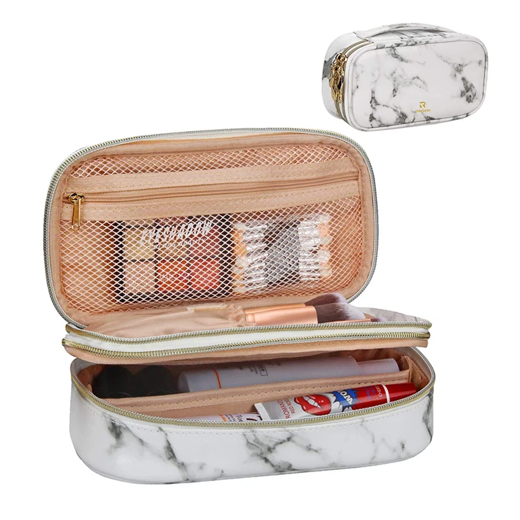 

OEM Custom Travel Toiletry Organizer Bag Ladies Waterproof PU Leather Cosmetic Makeup Bag