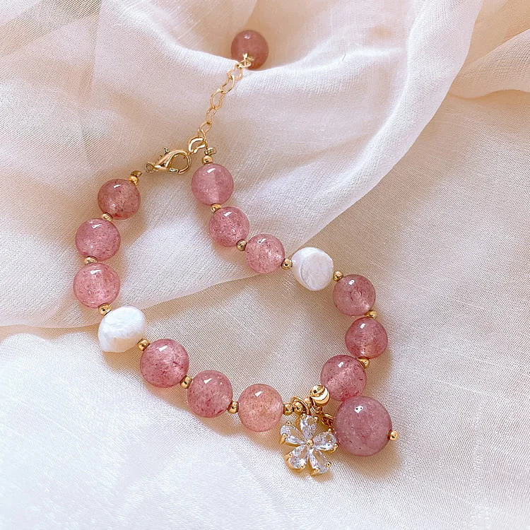 

2020 fashion pink stone adjustable beads pink bracelet women