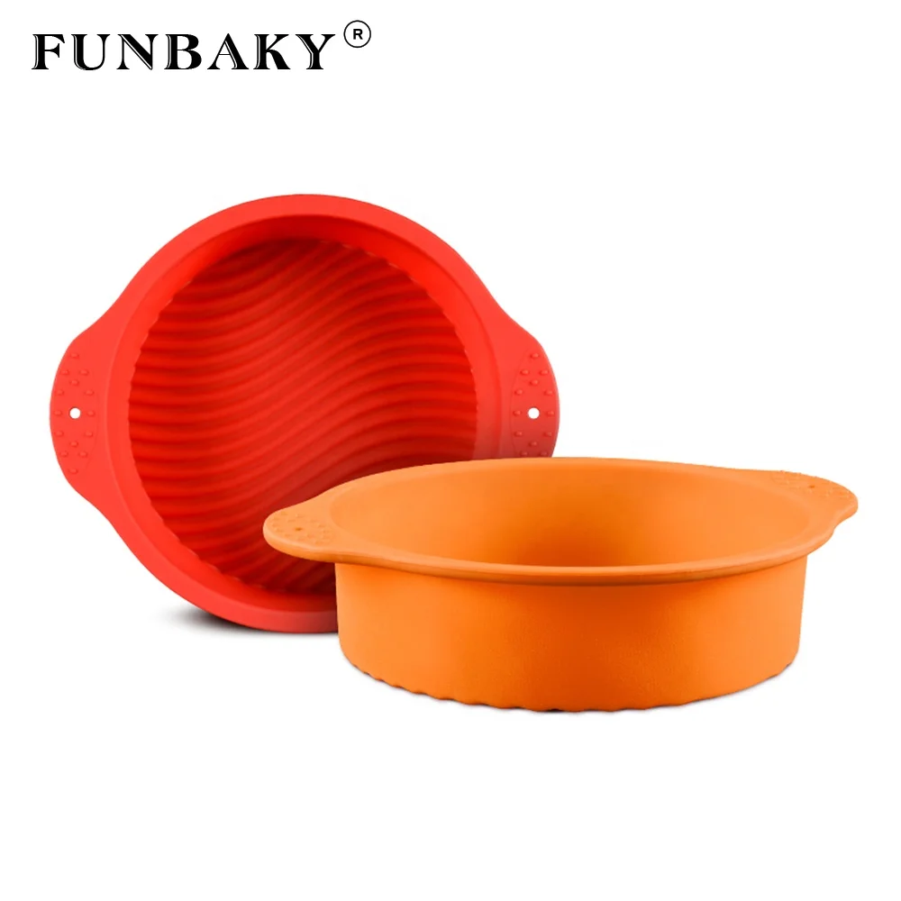 

FUNBAKY Heat resistant large size baking silicone molds circle shape cake silicone mold single chiffon cake pan for family party, Customized color