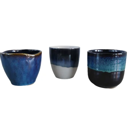 

DEHUA ceramic manufacture tea cup sets ceramic ractive blue glaze ceramic mug coffee cup with capacity 200 to 250ml, Customized colors acceptable