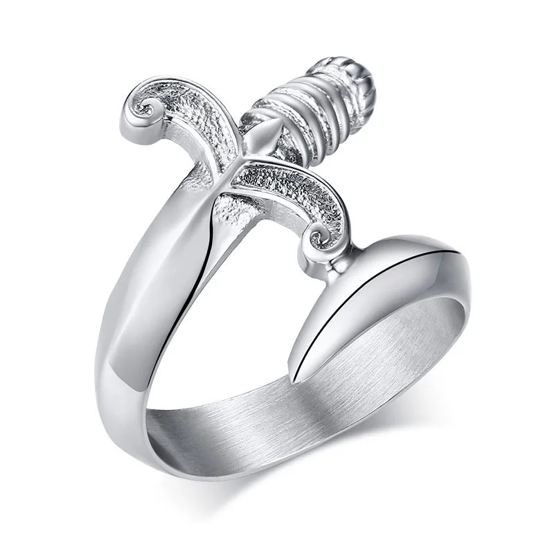 

Wholesale punk stainless steel knife finger ring for men