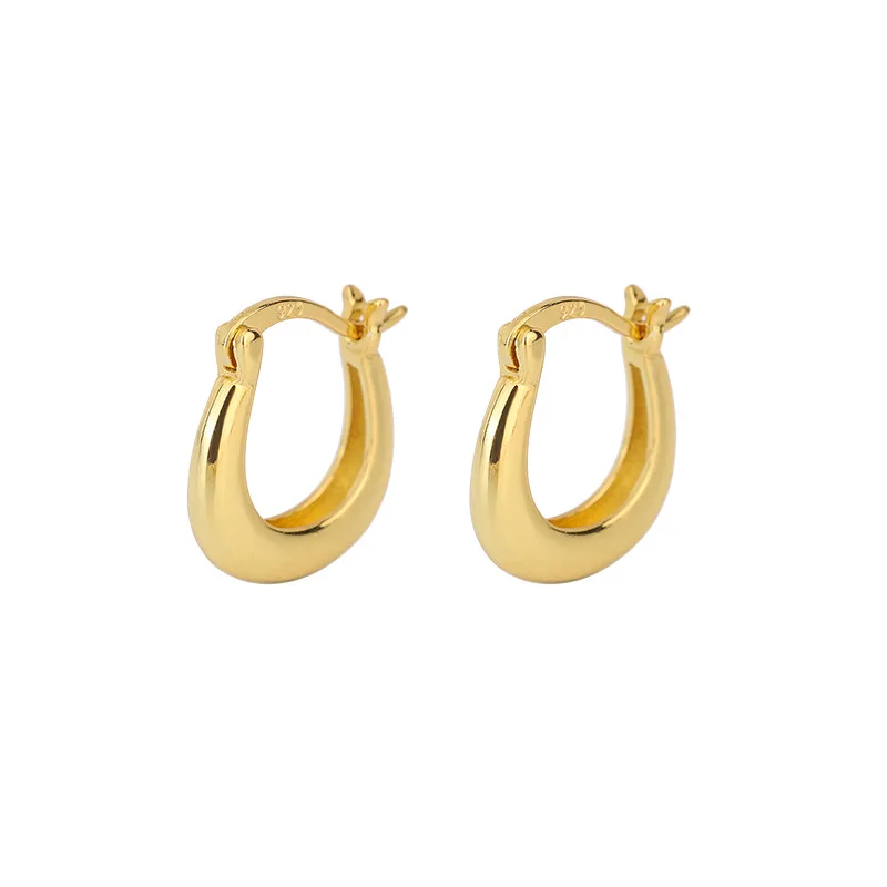 Manufacturer Supplier Wholesale Minimalist Chunky Earrings Smooth Surface Word U Shaped Hoop Earrings