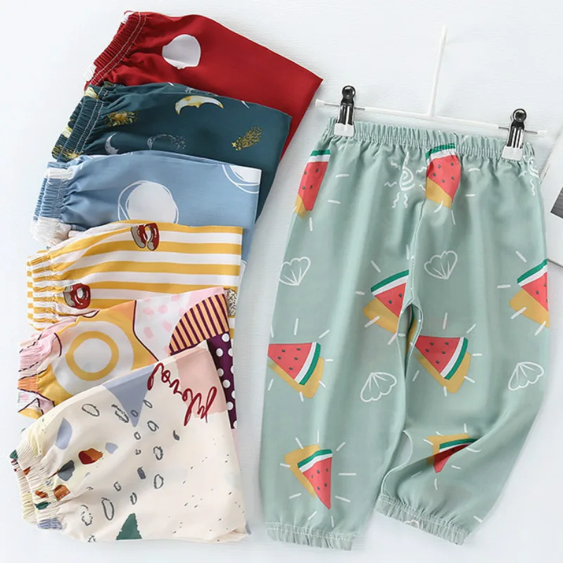 

New Spring Summer Kids Boys Girls Thin Anti Mosquito Pants Fashion Print Cotton Bloomers Pants Trousers Baby Pajama Clothing