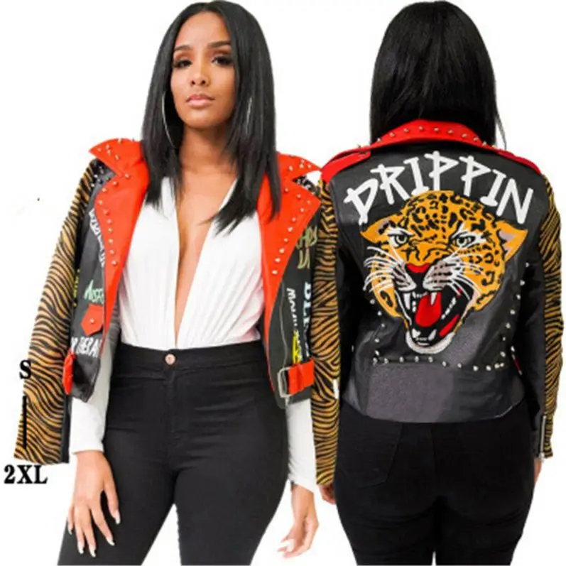 

Women's Christmas Tiger Patternjacket Cardigan Women's Rivet Coat Rts, Customized color