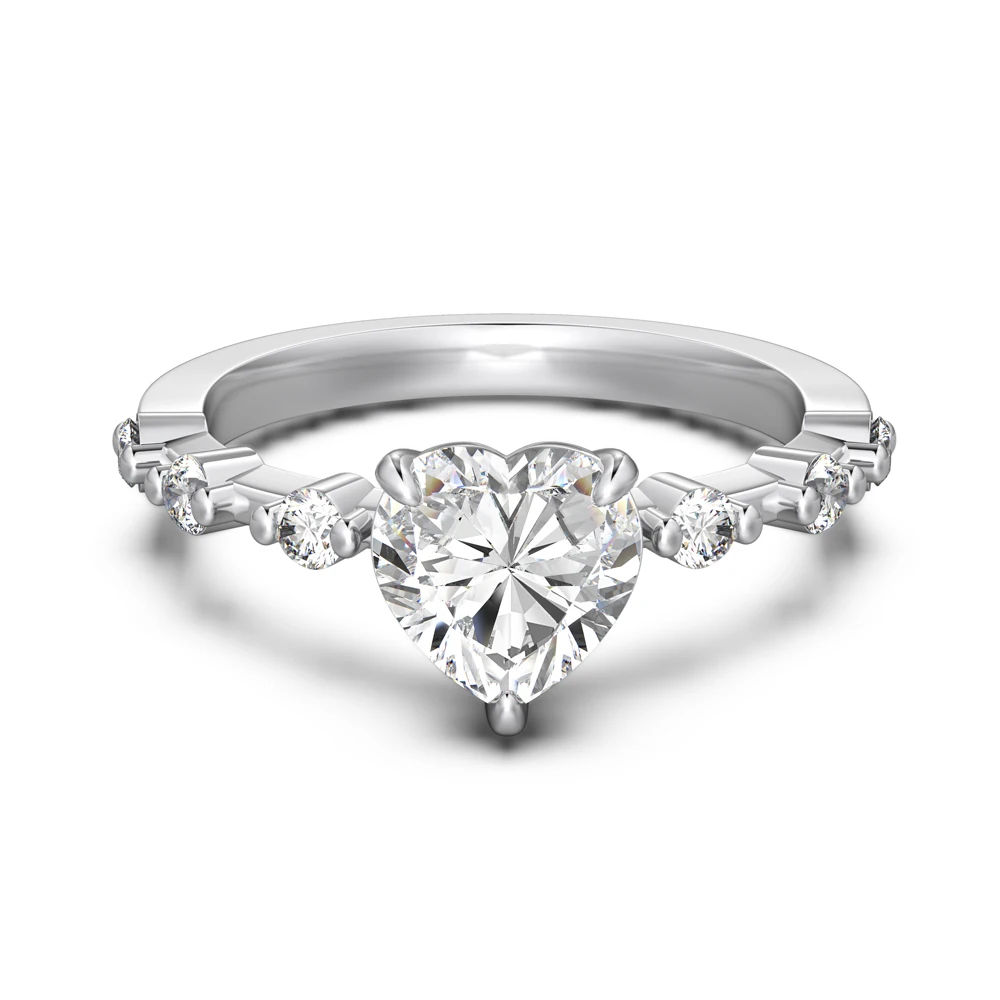 Dylam New Designer Fine Fashion Jewelry S925 Silver Classic Design Eternity Band 5A Cubic Zirconia Heart Engagement Bridal Rings